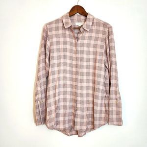 Oversized Women's Rose Pink and Black Button Down Shirt Small